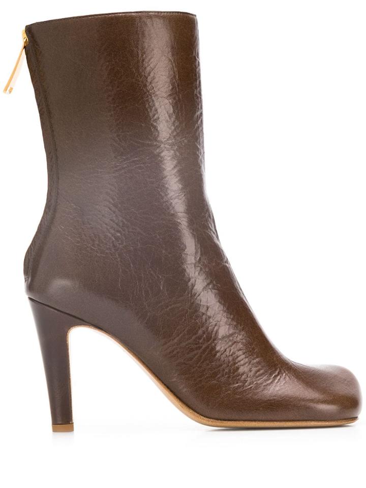 Bottega Veneta Bloc Square Toe Boots - Brown