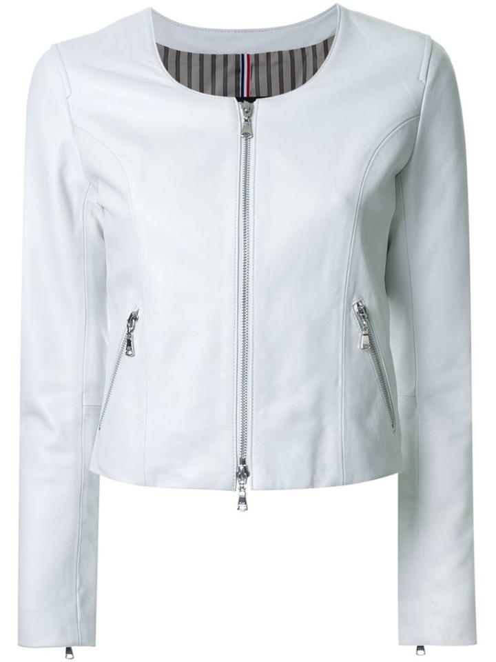 Guild Prime Collarless Zip Jacket, Women's, Size: 36, White, Lamb Skin/cupro