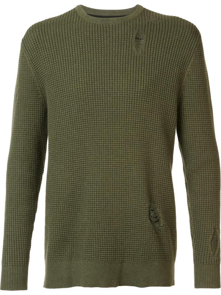 Zanerobe Waffle Knit Crew Sweatshirt, Men's, Size: Small, Green, Cotton