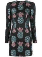 House Of Holland Pineapple Fitted Dress, Women's, Size: 10, Black, Cotton/polyester/acetate