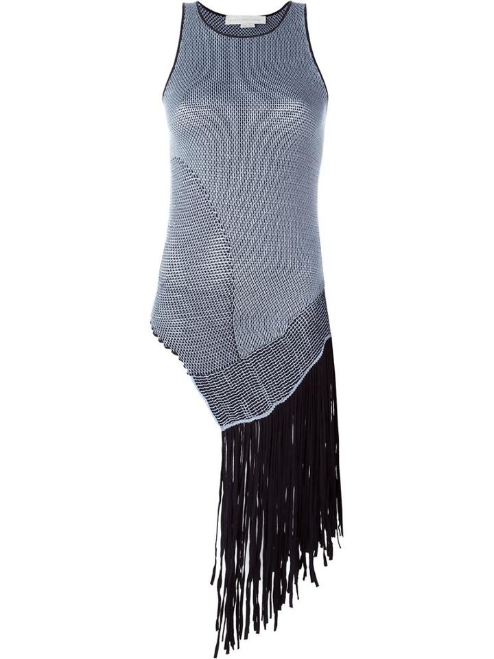Stella Mccartney - Distressed Mesh Sleeveless Jumper - Women - Cotton/polyamide - 38, Blue, Cotton/polyamide