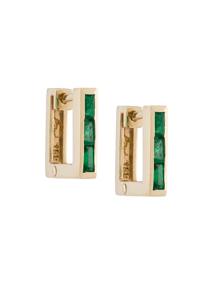 Lizzie Mandler Fine Jewelry Petit Square Emerald 'huggies' Earrings -