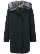Army Yves Salomon Fur Trim Hooded Parka - Black