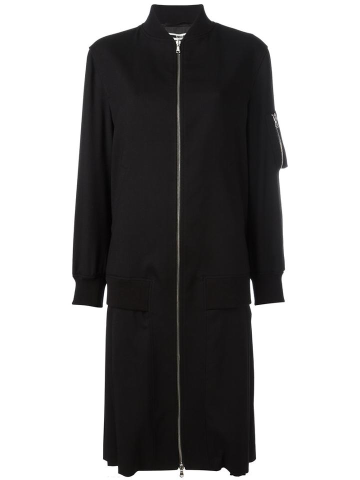 Mcq Alexander Mcqueen Long Bomber Coat, Women's, Size: 42, Black, Wool/spandex/elastane/viscose