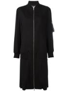 Mcq Alexander Mcqueen Long Bomber Coat, Women's, Size: 42, Black, Wool/spandex/elastane/viscose
