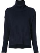 Derek Lam 10 Crosby Ribbed Roll Neck Jumper, Women's, Size: Xs, Blue, Cashmere