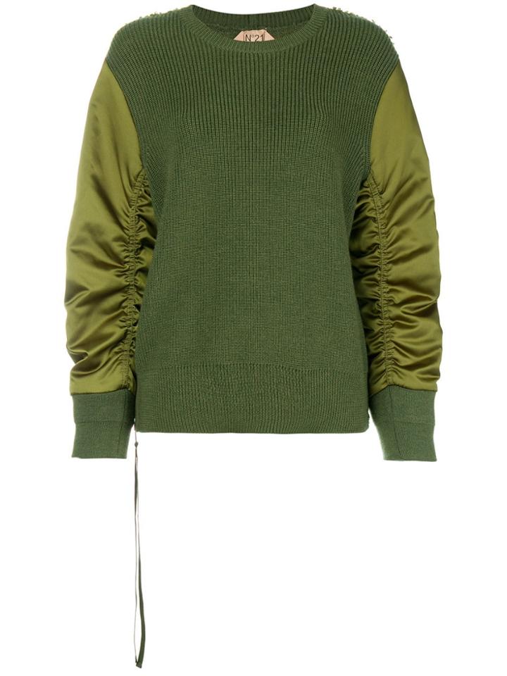No21 Contrast Long-sleeve Sweater - Green