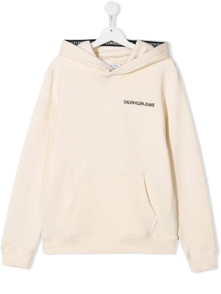 Calvin Klein Kids Logo Print Hoodie - White