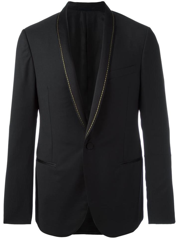 Lanvin Stitched Shawl Lapel Jacket, Men's, Size: 52, Black, Wool/cupro