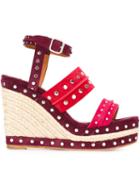 Lanvin Espadrilles Wedge Sandals, Women's, Size: 41, Pink/purple, Suede/leather/metal Other