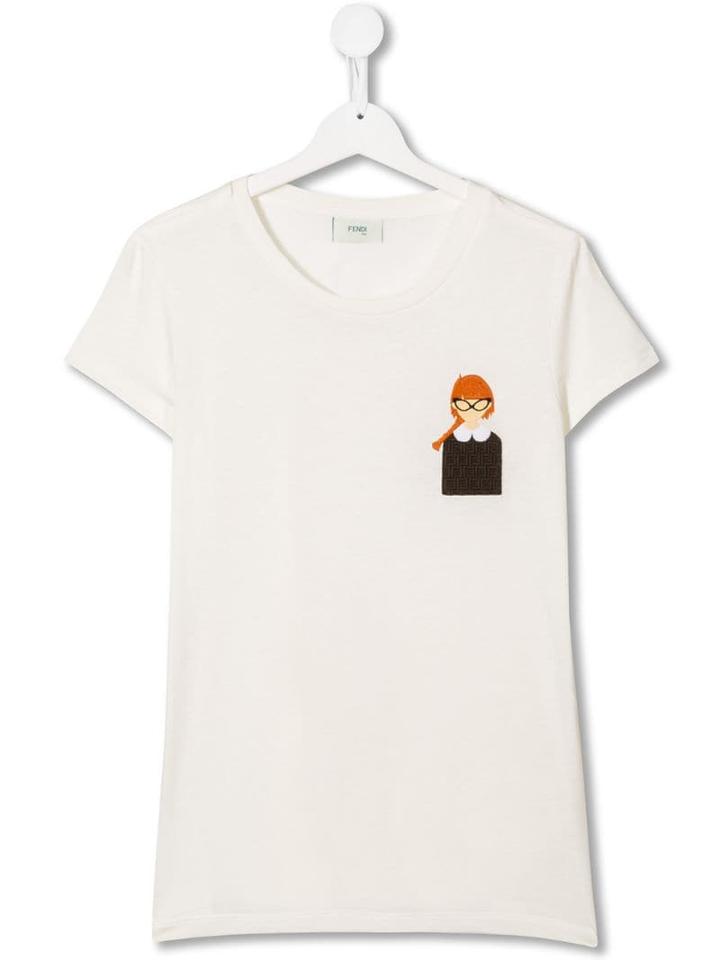 Fendi Kids Teen Print T-shirt - Neutrals