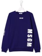 Msgm Kids Logo Printed Sweater - Blue