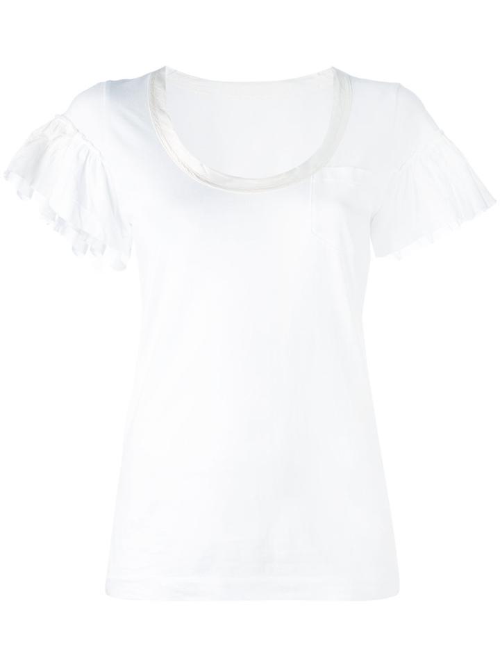 Sacai - Frill Sleeve T-shirt - Women - Cotton/cupro - 3, White, Cotton/cupro