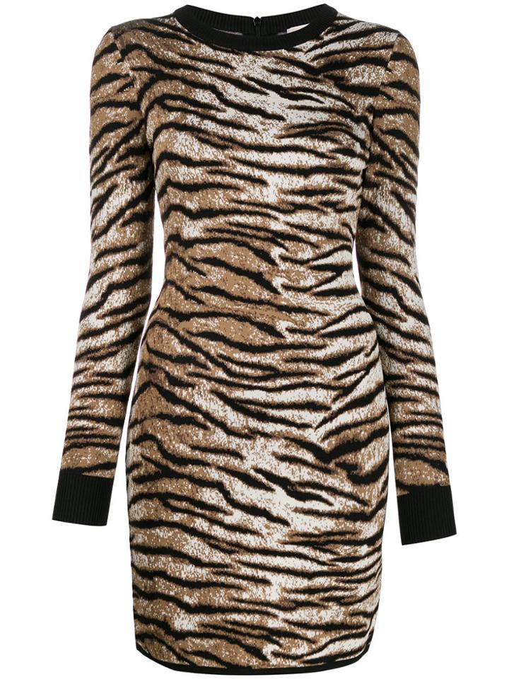 Michael Michael Kors Tiger Pattern Knitted Dress - Brown