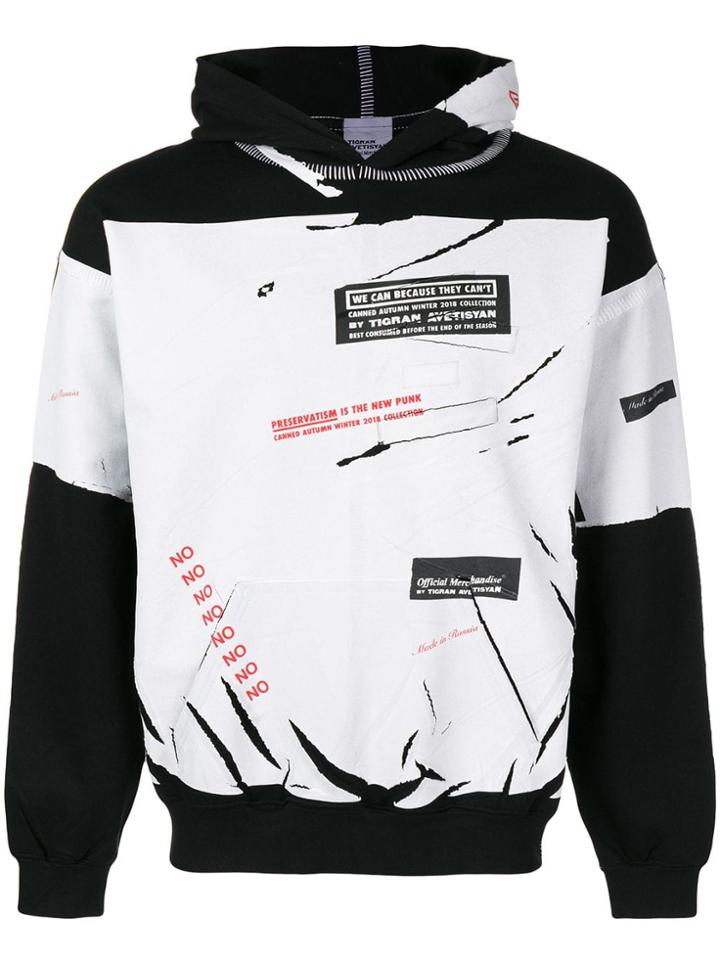 Tigran Avetysian Contrast Patchwork Hoodie - Black