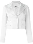 Mm6 Maison Margiela Cropped Blazer, Women's, Size: 38, White, Linen/flax/viscose