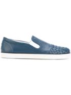 Bottega Veneta Woven Front Slip On Sneakers - Blue