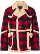 R13 Shearling-lined Plaid Jacket - Red
