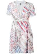 Tommy Hilfiger Patchwork Print Flared Dress, Women's, Size: 4, Blue, Silk