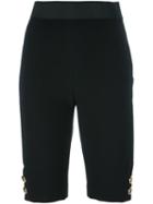 Dolce & Gabbana Gold-tone Button Skinny Shorts, Women's, Size: 40, Black, Polyester/spandex/elastane/virgin Wool