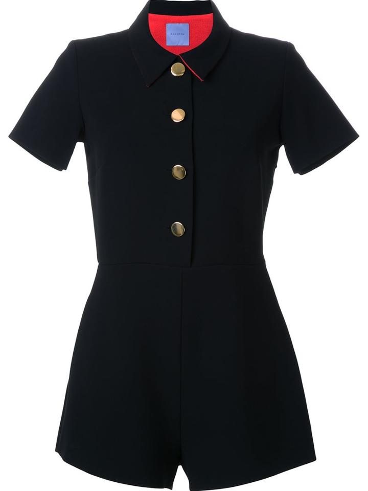 Macgraw Contrast Under Collar Playsuit, Women's, Size: 8, Black, Polyester/spandex/elastane/rayon