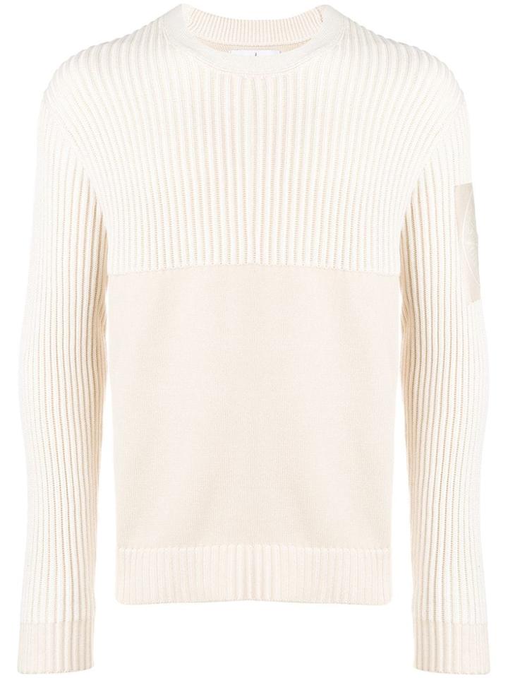 Stone Island Ribbed Panels Sweater - Neutrals