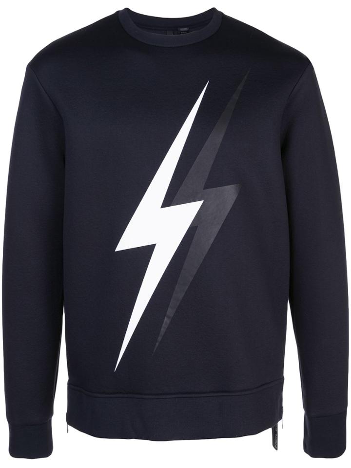 Neil Barrett Thunderlight Print Sweatshirt - Blue