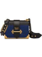 Prada Prada Cahier Leather Shoulder Bag - Blue