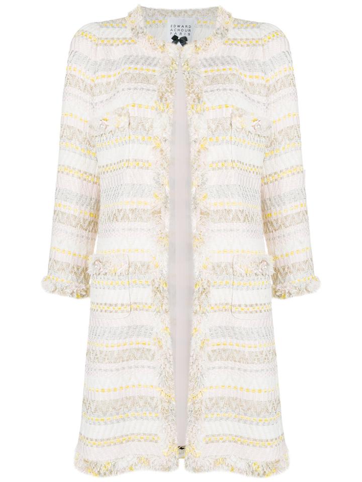 Edward Achour Paris Striped Tweed Coat - Pink & Purple