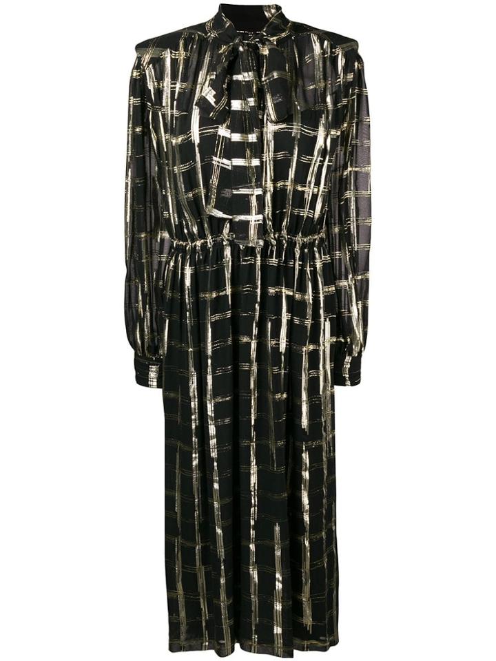 Alberta Ferretti Checked Bow Tie Shirt - Black