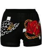 Moschino - Knitted Paper Doll Shorts - Women - Cotton/polyamide/spandex/elastane - 40, Black, Cotton/polyamide/spandex/elastane