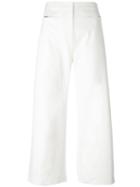 T By Alexander Wang Cropped Trousers, Women's, Size: 2, White, Cotton/spandex/elastane/polyester