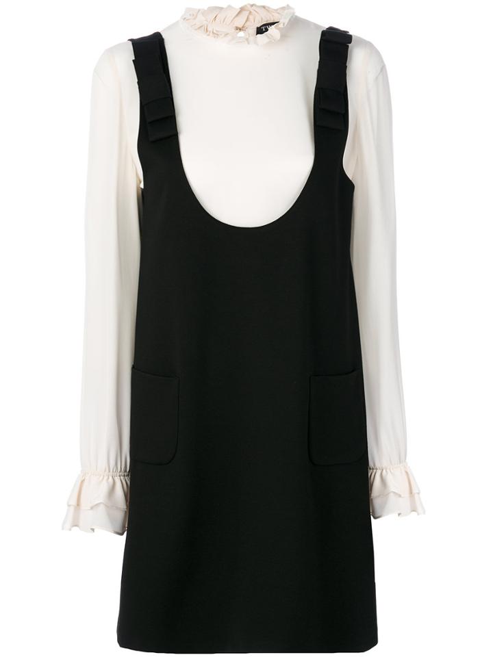 Twin-set Contrast Short Dress - Black
