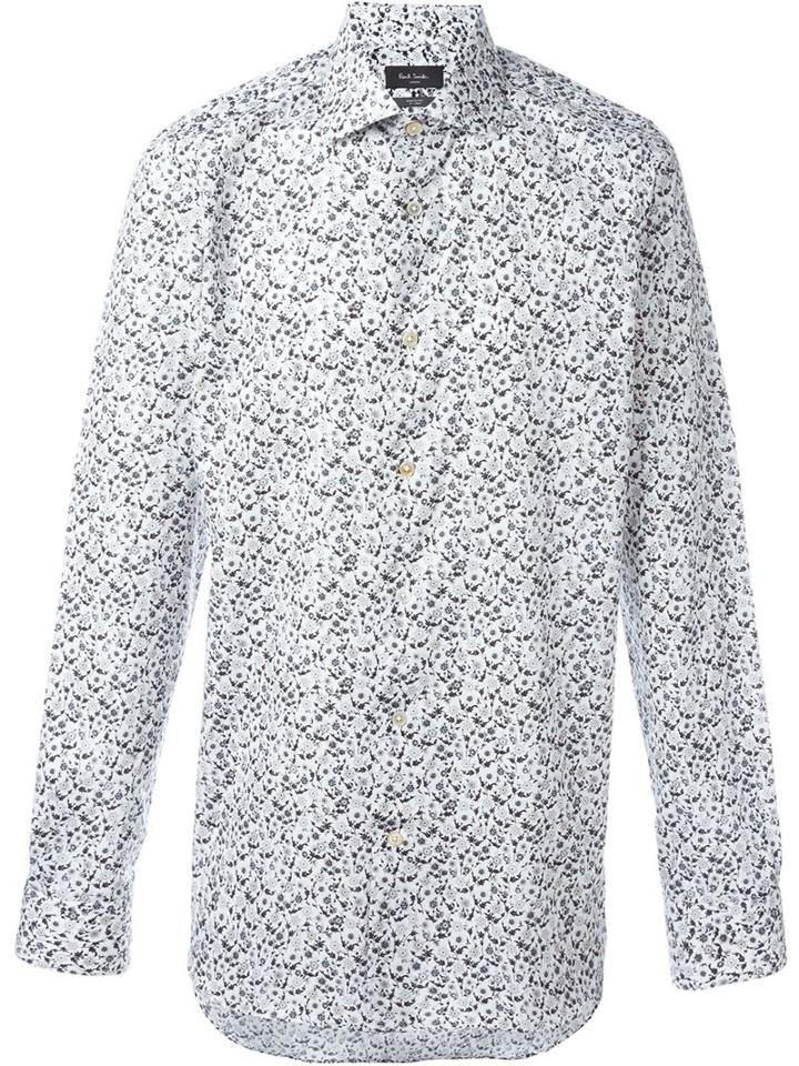 Paul Smith London Floral Print Shirt, Men's, Size: 17, White, Cotton