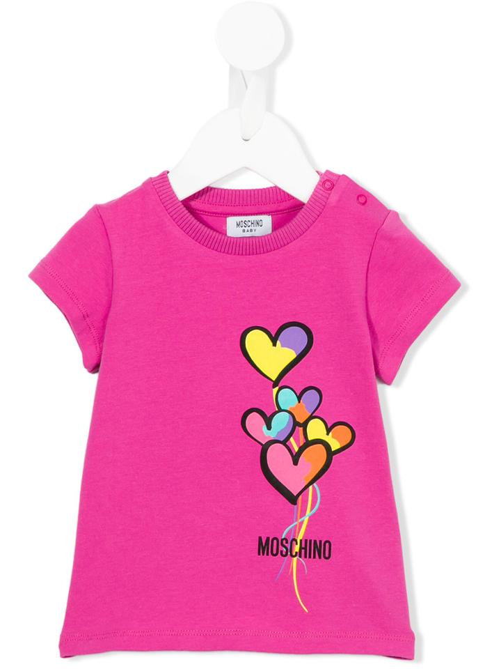 Moschino Kids Heart Print T-shirt, Girl's, Size: 18-24 Mth, Pink/purple