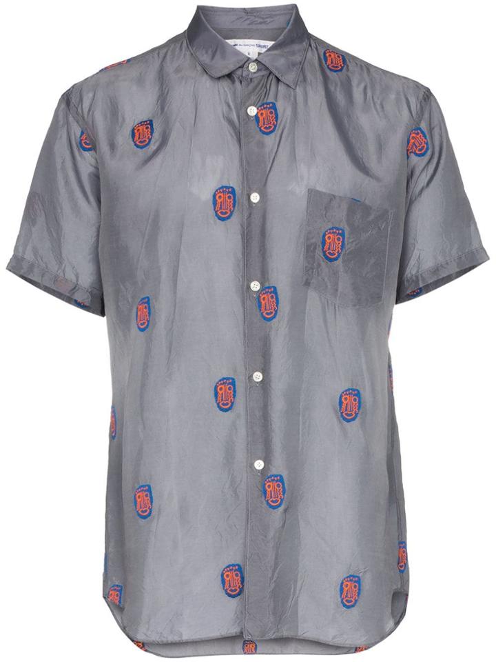 Comme Des Garçons Homme Plus Mask Embroidered Short-sleeved Shirt -