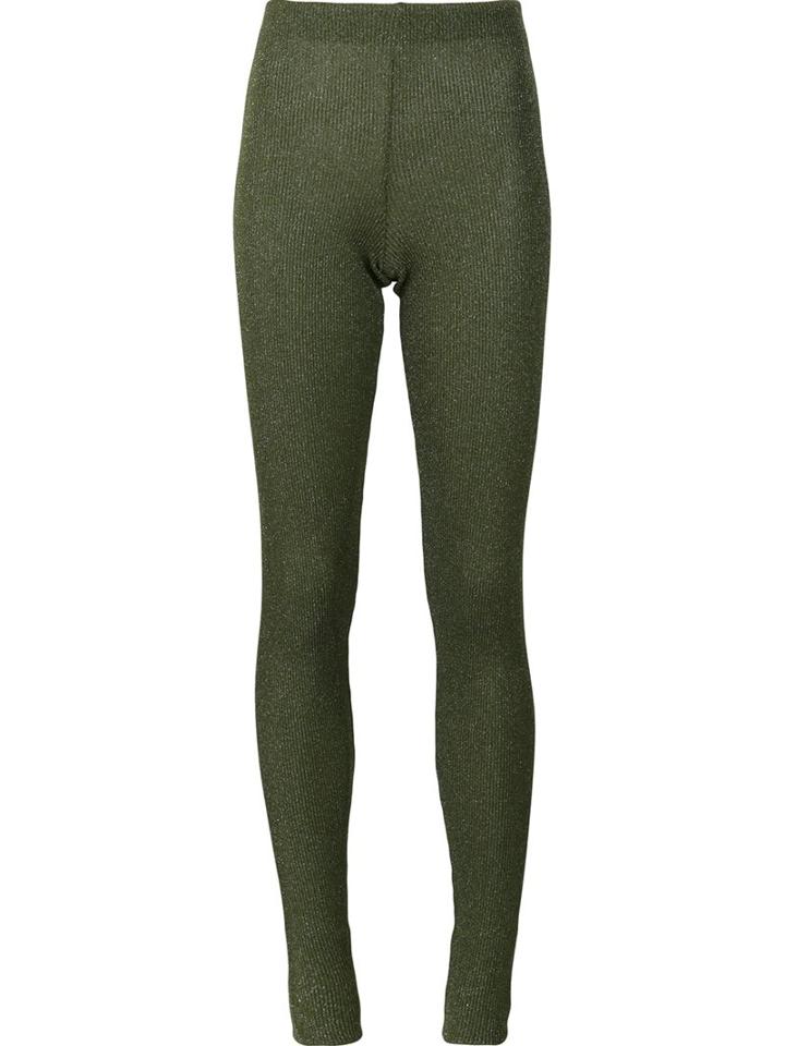 Marios 'shimmery' Ribbed Leggings, Women's, Size: Large, Green, Nylon/polyester/acetate