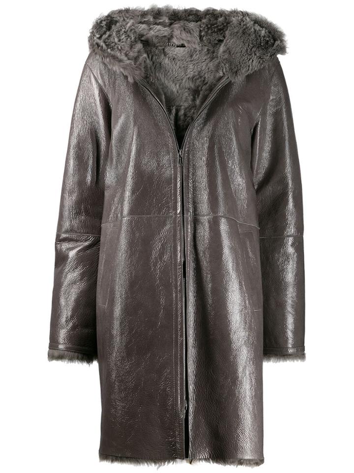 Manzoni 24 Fur-trimmed Coat - Grey