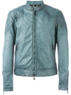 Belstaff Zipped Jacket, Men's, Size: 52, Blue, Cotton/viscose/leather