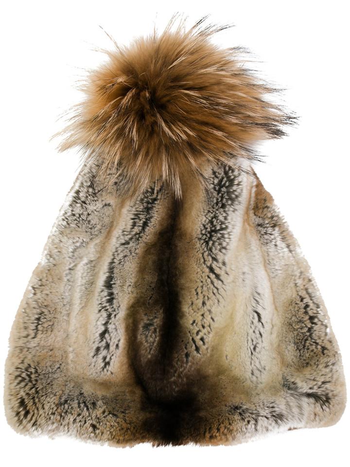 N.peal Raccoon Pompom Hat - Nude & Neutrals