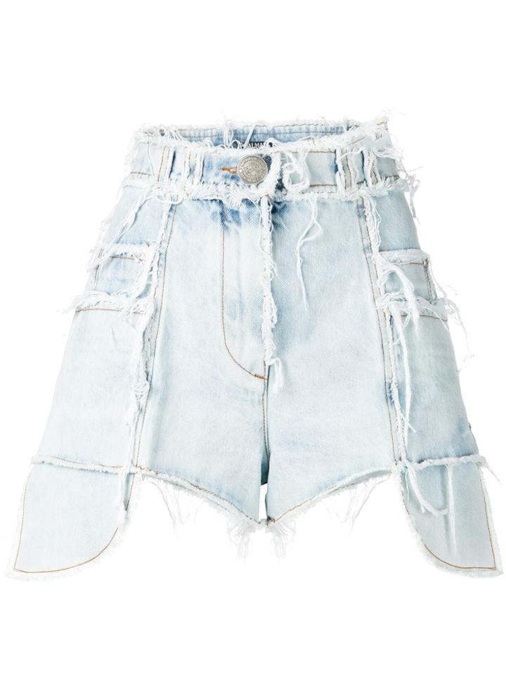 Balmain Distressed Shorts - Blue
