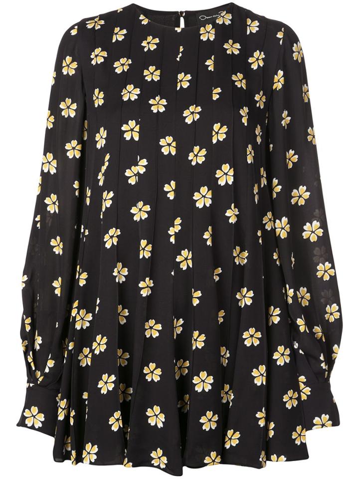 Oscar De La Renta Floral-print Swing Mini-dress - Black