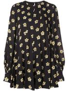 Oscar De La Renta Floral-print Swing Mini-dress - Black