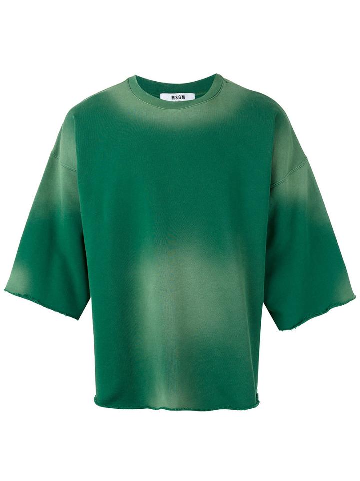 Msgm Slouched Gradient T-shirt, Men's, Size: Small, Green, Cotton