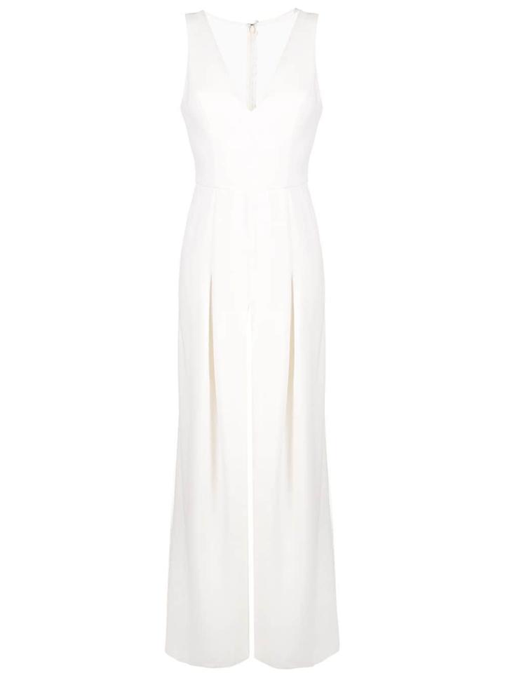 Amsale Deep V-neck Jumpsuit - White
