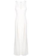 Amsale Deep V-neck Jumpsuit - White