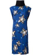 Marni Star Print Dress, Women's, Size: 40, Blue, Cotton/viscose