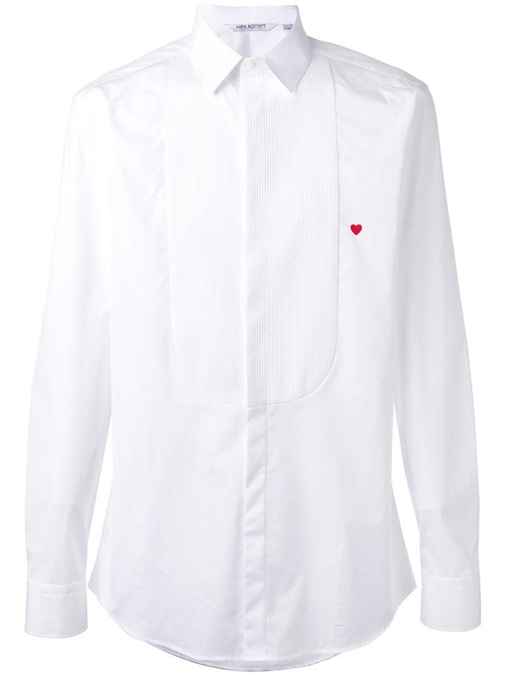 Neil Barrett - Heart Ribbed Bib Shirt - Men - Cotton - 39, White, Cotton