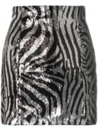Halpern Sequin Zebra Print Mini Skirt - Black