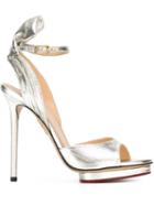 Charlotte Olympia Wallace Sandals, Women's, Size: 38, Grey, Leather/metallized Polyester
